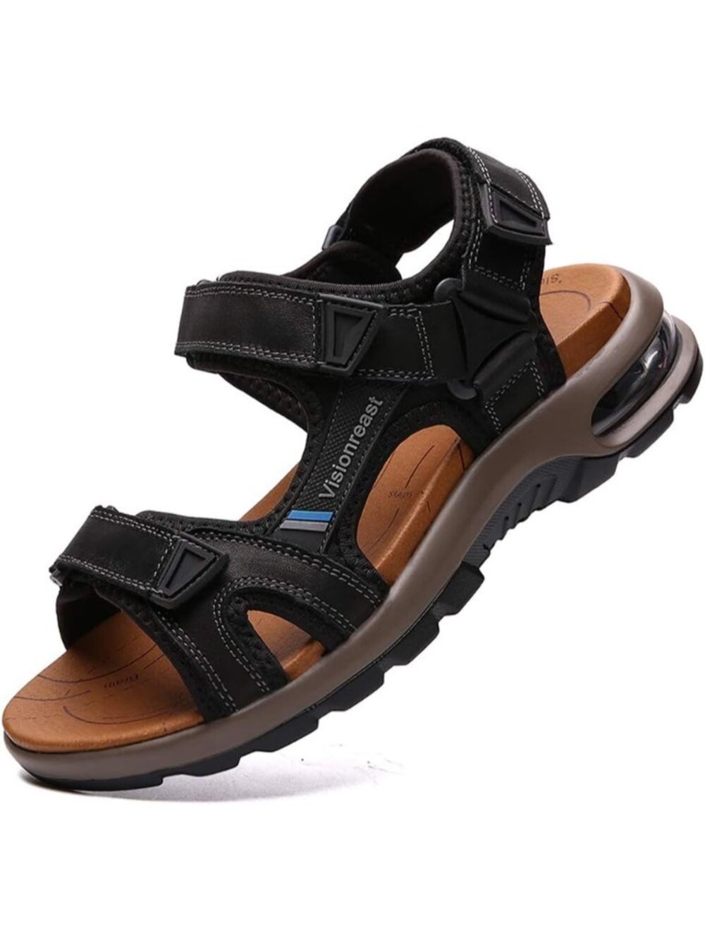 Men's Black Athletic Sandals Open Toe Hiking Outdoor Non-slip Sandals Casual